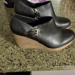 Black leather ankle boot